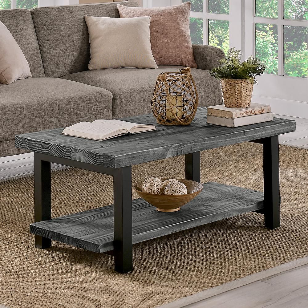 Alaterre Furniture Pomona 42 In. Slate Gray/black Large Rectangle Wood Inside Rectangle Coffee Tables (Photo 14 of 15)
