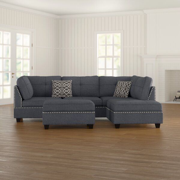 Alcott Hill Charlemont 104" Reversible Sectional With Ottoman & Reviews Intended For 104&quot; Sectional Sofas (View 14 of 15)