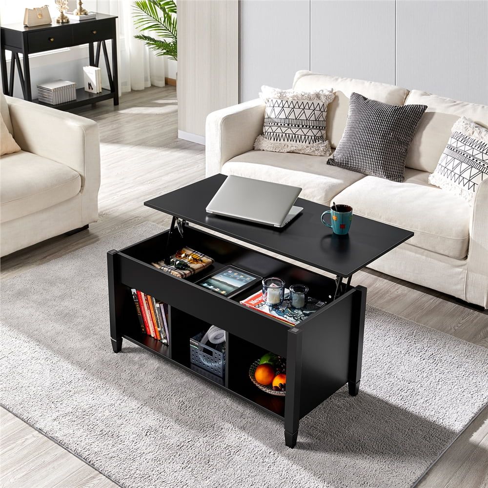 Alden Design 41" Lift Top Coffee Table With 3 Storage Compartments Throughout High Gloss Lift Top Coffee Tables (Photo 5 of 15)