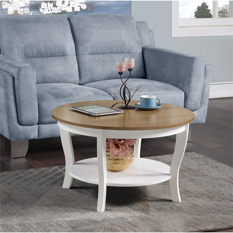 American Heritage Round Coffee Table In Driftwood And White Wood Finish With American Heritage Round Coffee Tables (Photo 2 of 15)