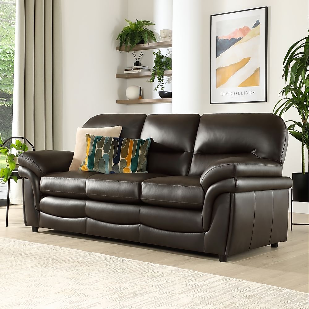 Anderson 3 Seater Sofa, Brown Classic Faux Leather Only £649.99 | Furniture  And Choice For Faux Leather Sofas In Dark Brown (Photo 1 of 15)