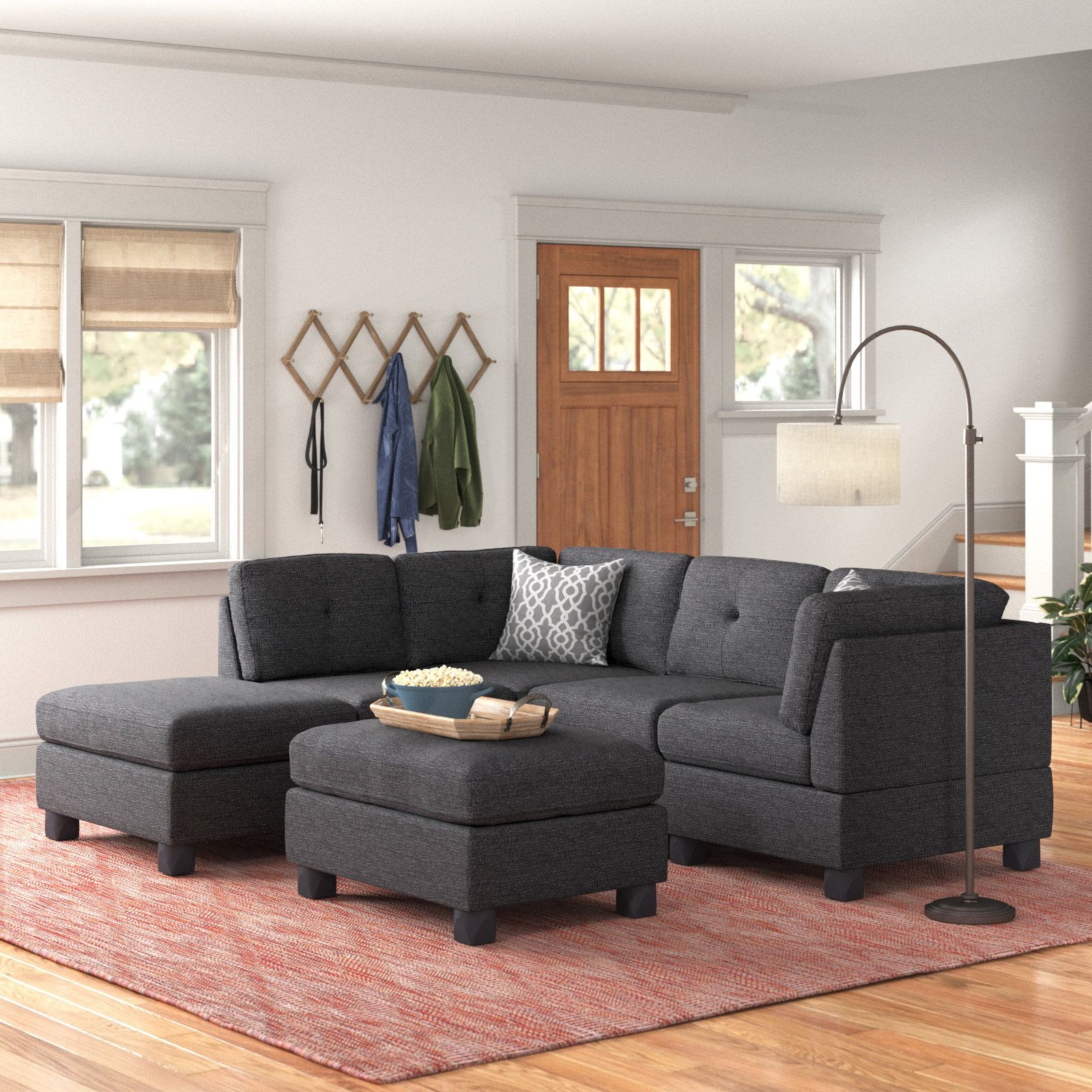 Andover Mills™ Ashdown 6 – Piece Upholstered Sectional & Reviews | Wayfair Pertaining To Dark Gray Sectional Sofas (Photo 3 of 15)