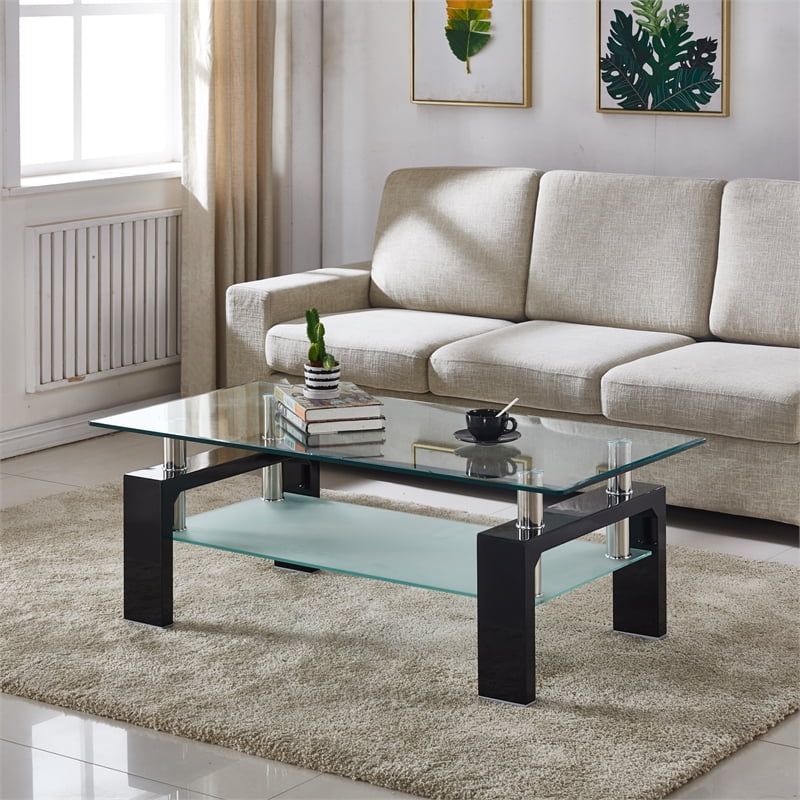 Artisan Furniture Perla Rectangular Tempered Glass Coffee Table In Throughout Tempered Glass Coffee Tables (View 8 of 15)