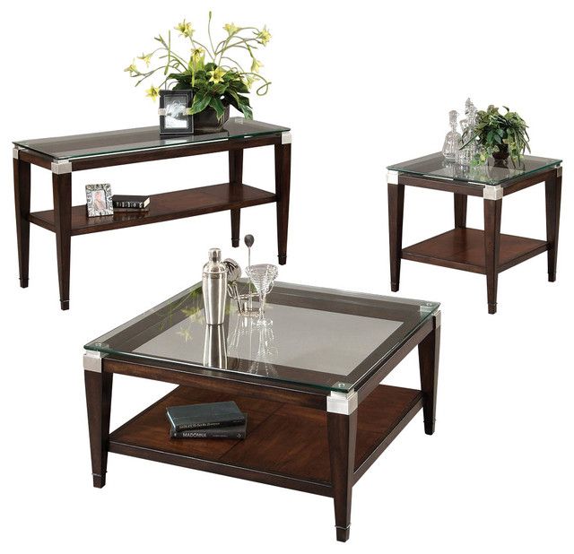 Bassett Mirror T1171 Dunhill Square 3 Piece Coffee Table Set Inside Transitional Square Coffee Tables (View 2 of 15)