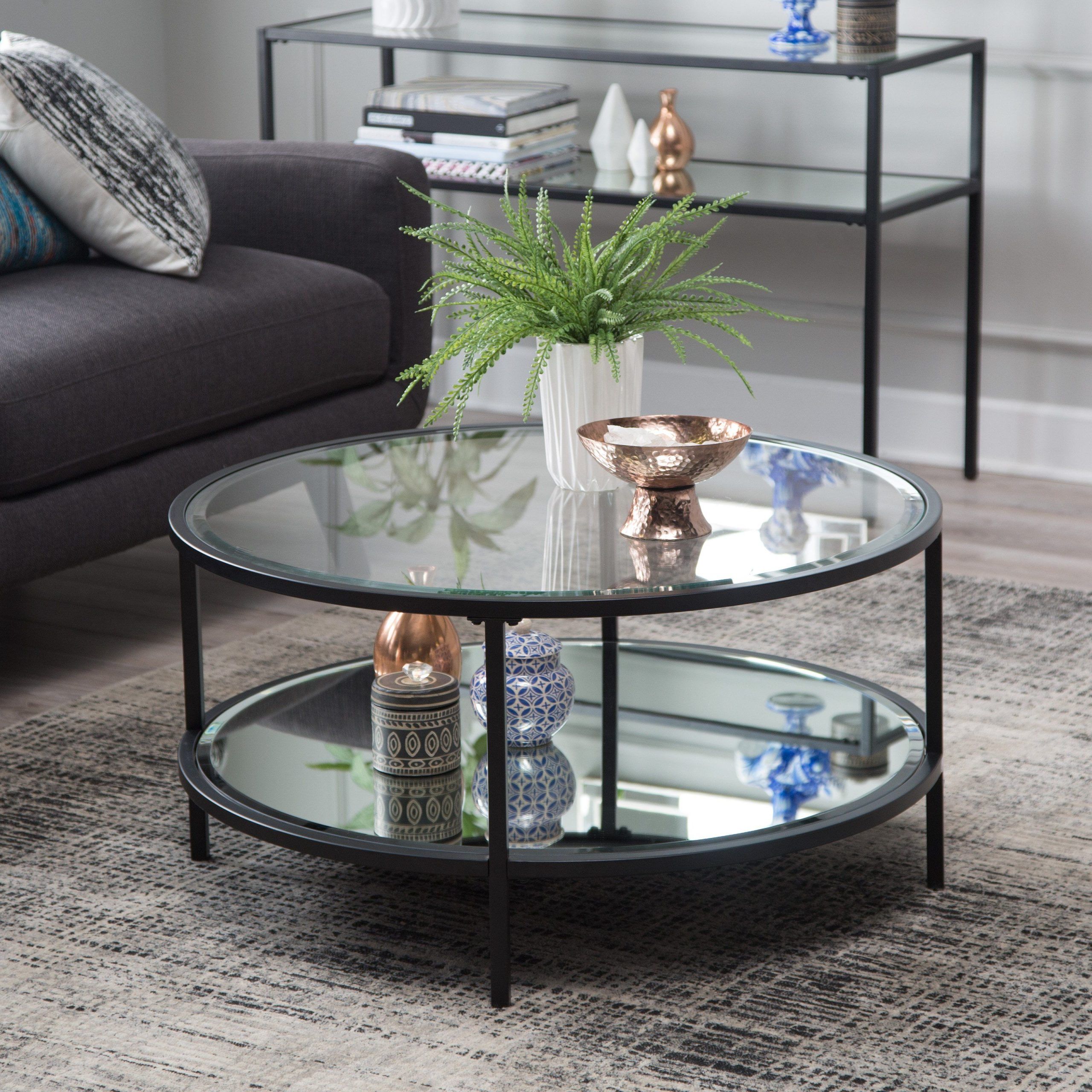 Belham Living Lamont Round Coffee Table – Black | From Hayneedle Pertaining To Full Black Round Coffee Tables (View 7 of 15)
