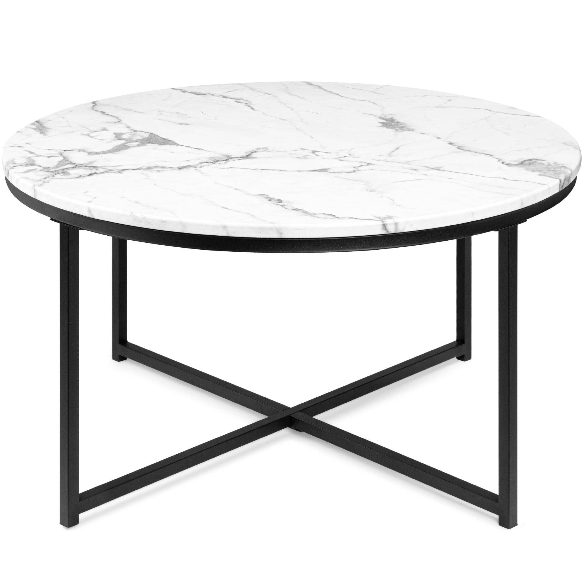 Best Choice Products 36in Faux Marble Modern Round Living Room Accent Regarding Round Coffee Tables With Steel Frames (View 5 of 15)