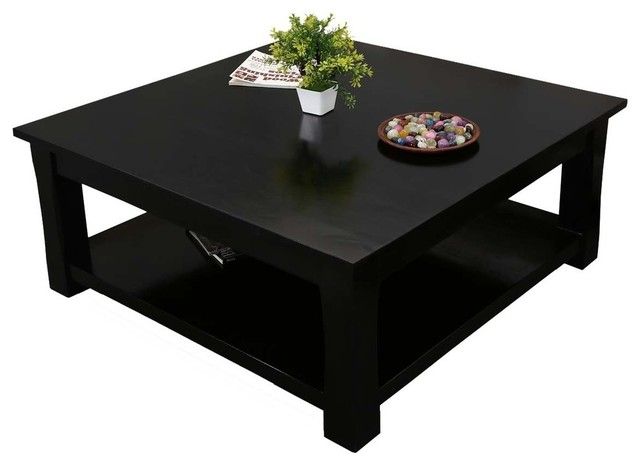 Black Wood Square Coffee Table – Brimson Contemporary Style Solid Wood With Regard To Transitional Square Coffee Tables (View 13 of 15)