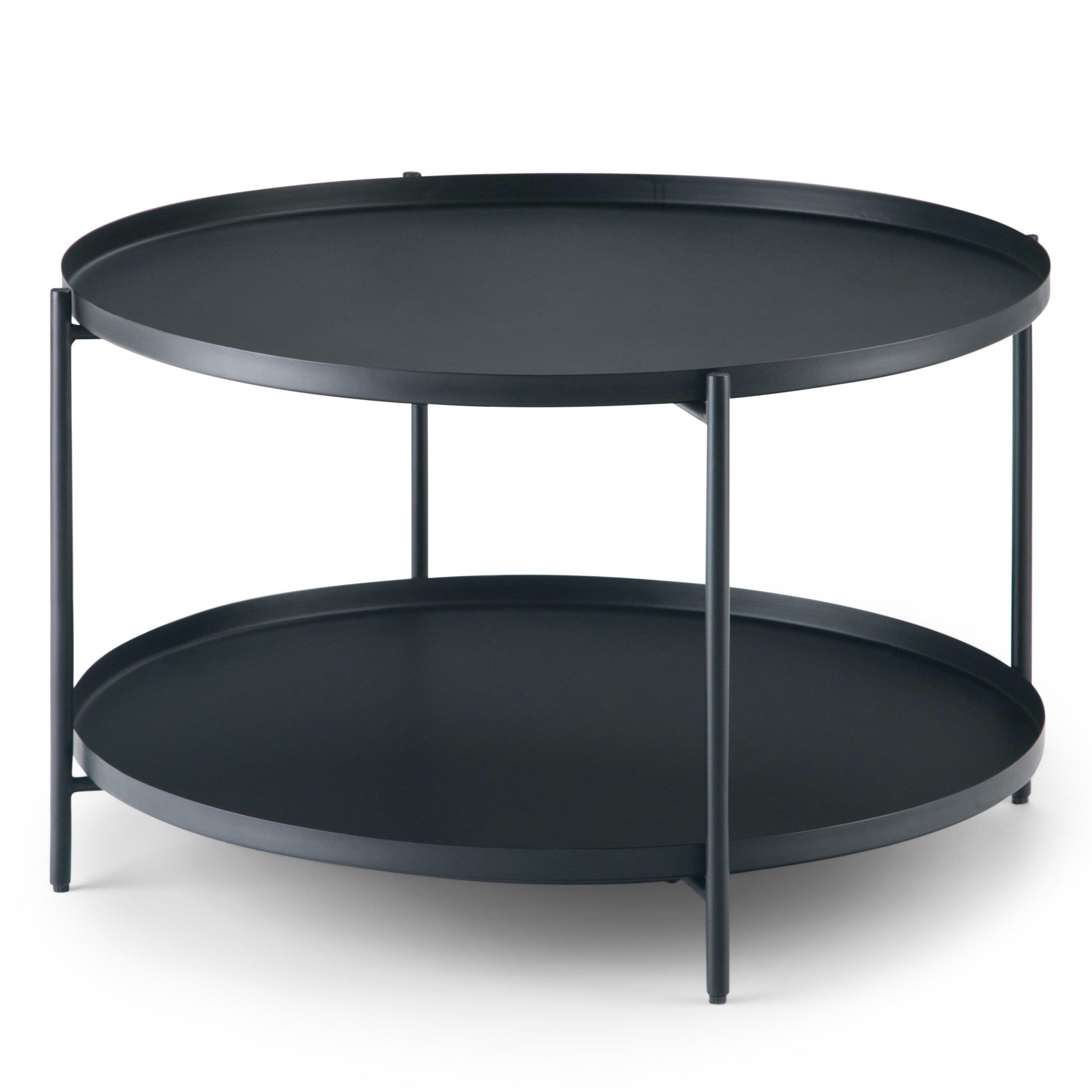 Brooklyn + Max Thompkins And Metal 32 Inch Wide Round Modern Industrial In Full Black Round Coffee Tables (Photo 3 of 15)