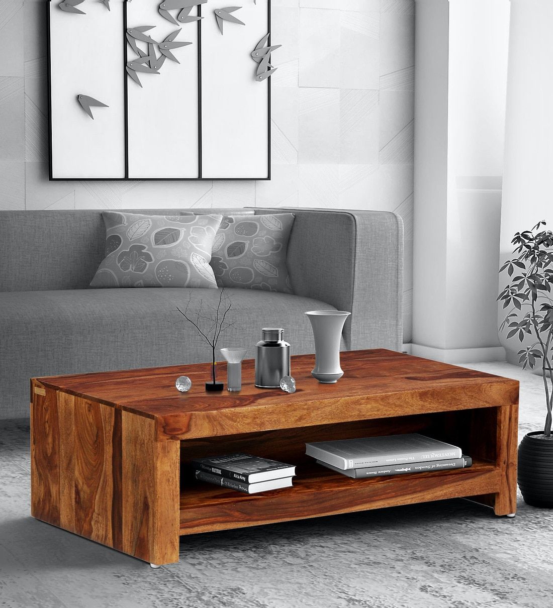 Buy Acropolis Solid Wood Coffee Table In Rustic Teak Finish Pertaining To Modern Wooden X Design Coffee Tables (Photo 7 of 15)