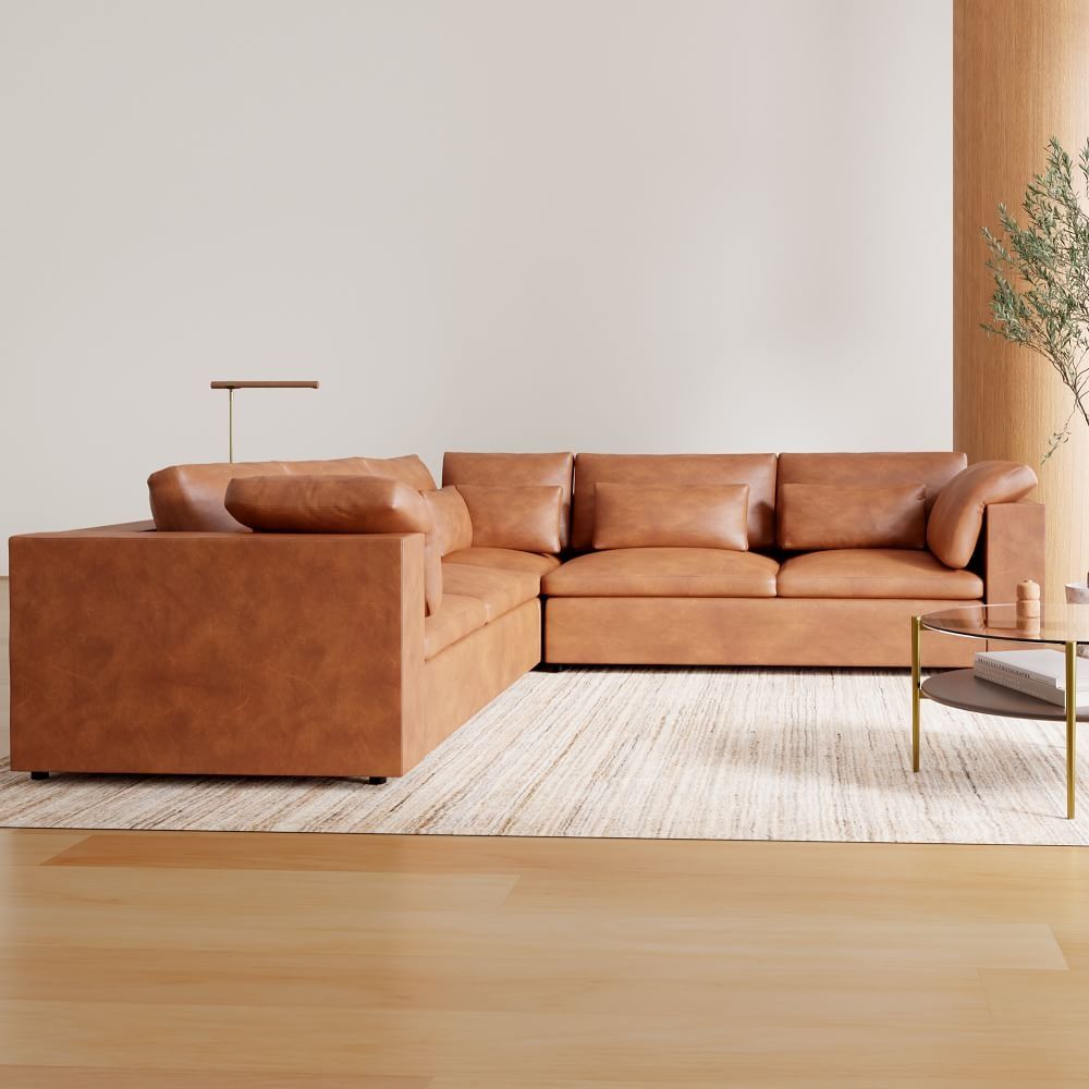 Buy Online Harmony Modular Leather 3 Piece L Shaped Sectional (310cm) Now |  West Elm Kuwait Kuwait With Regard To 3 Piece Leather Sectional Sofa Sets (View 15 of 15)