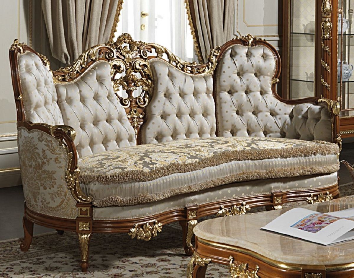 Casa Padrino Luxury Baroque Sofa Cream / Silver / Brown / Gold – Noble  Handmade Living Room Sofa With Elegant Pattern – Hotel Furniture – Castle  Furniture – Luxury Quality – Made In Italy | Casa Padrino In Sofas In Pattern (View 15 of 15)