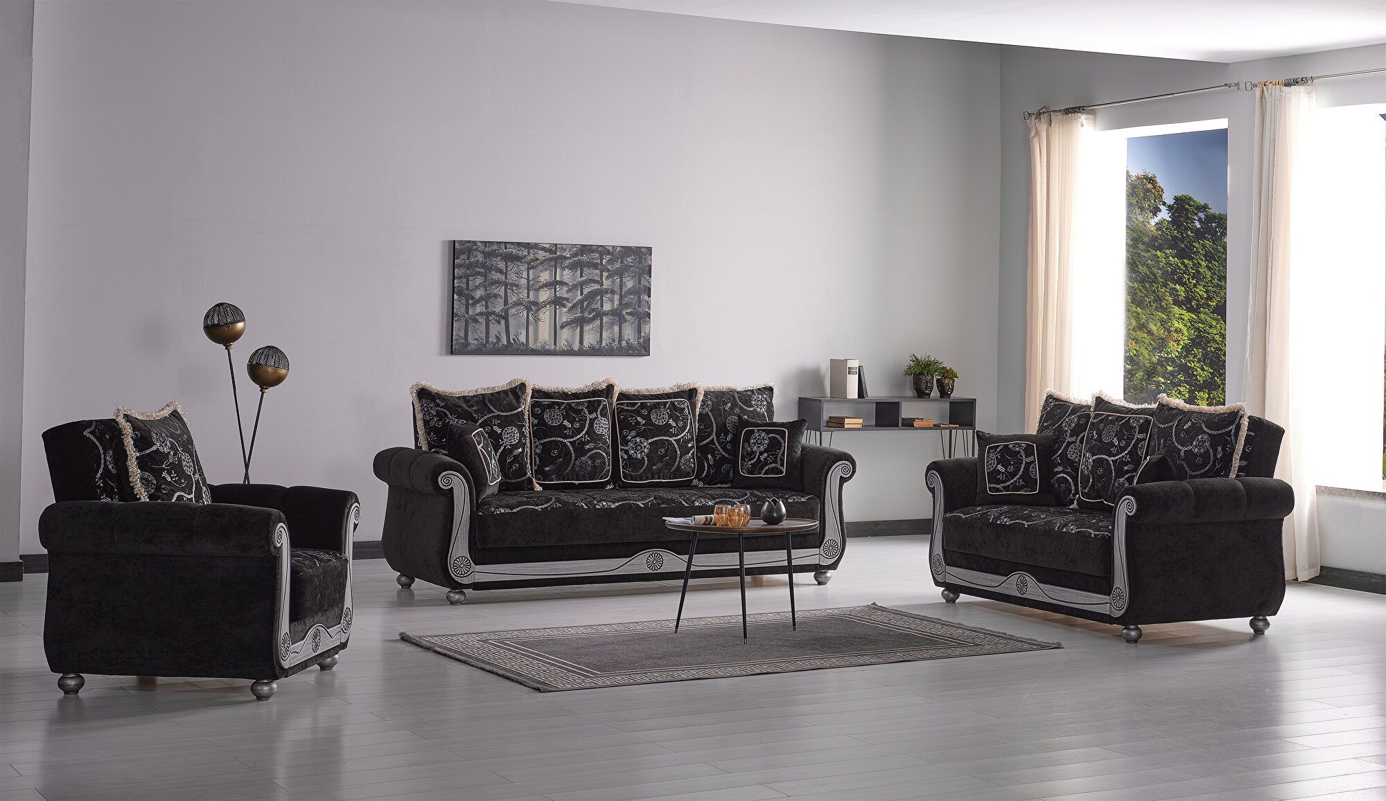 Casamode Americana Black Sofa Americana | Comfyco Inside Traditional Black Fabric Sofas (View 5 of 15)