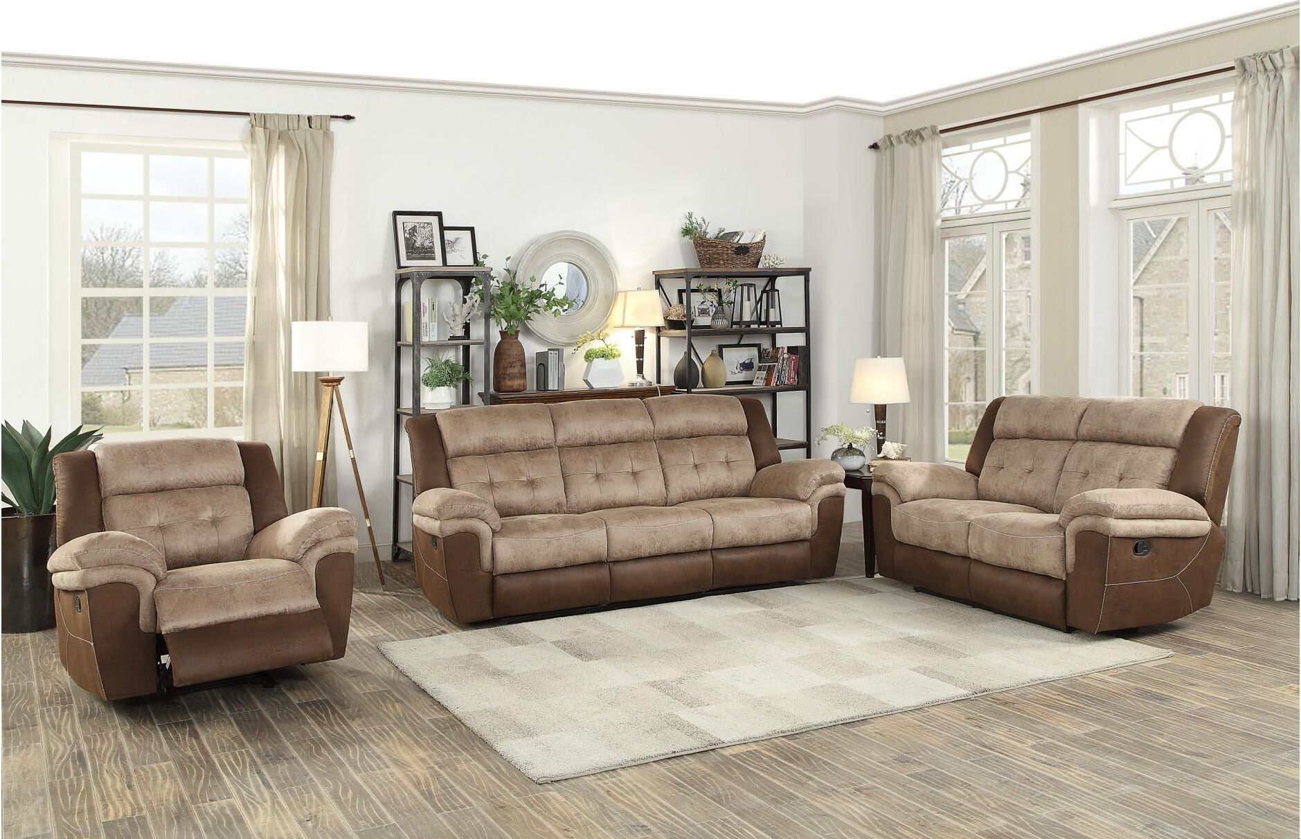 Chai Two Tone Double Reclining Sofahomelegance | 1stopbedrooms With 2 Tone Chocolate Microfiber Sofas (Photo 8 of 15)