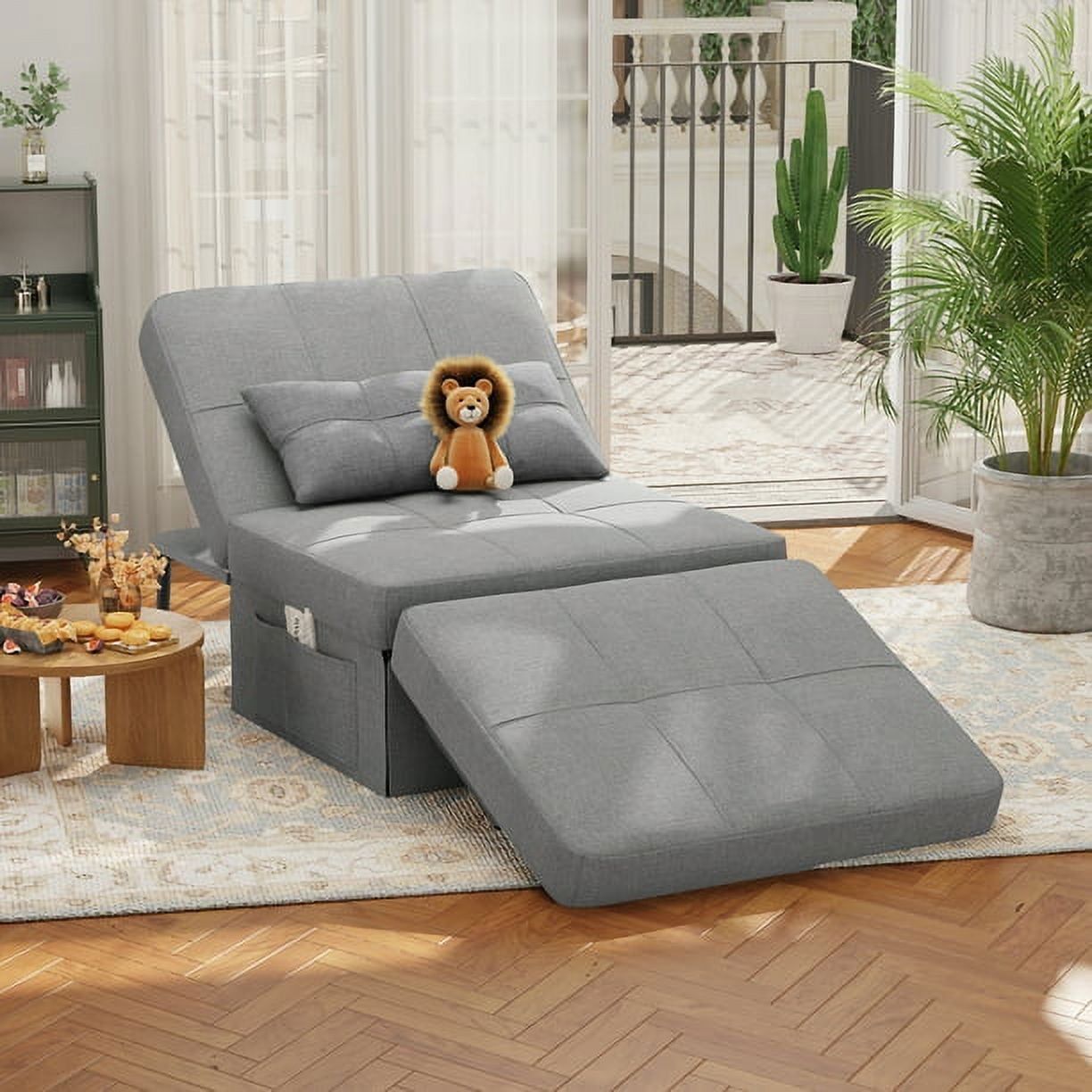 Chair Bed, Lofka Convertible Recliner Single Sofa Bed, Free Installation,  730 Lbs, Light Gray – Walmart Within Convertible Light Gray Chair Beds (Photo 1 of 15)