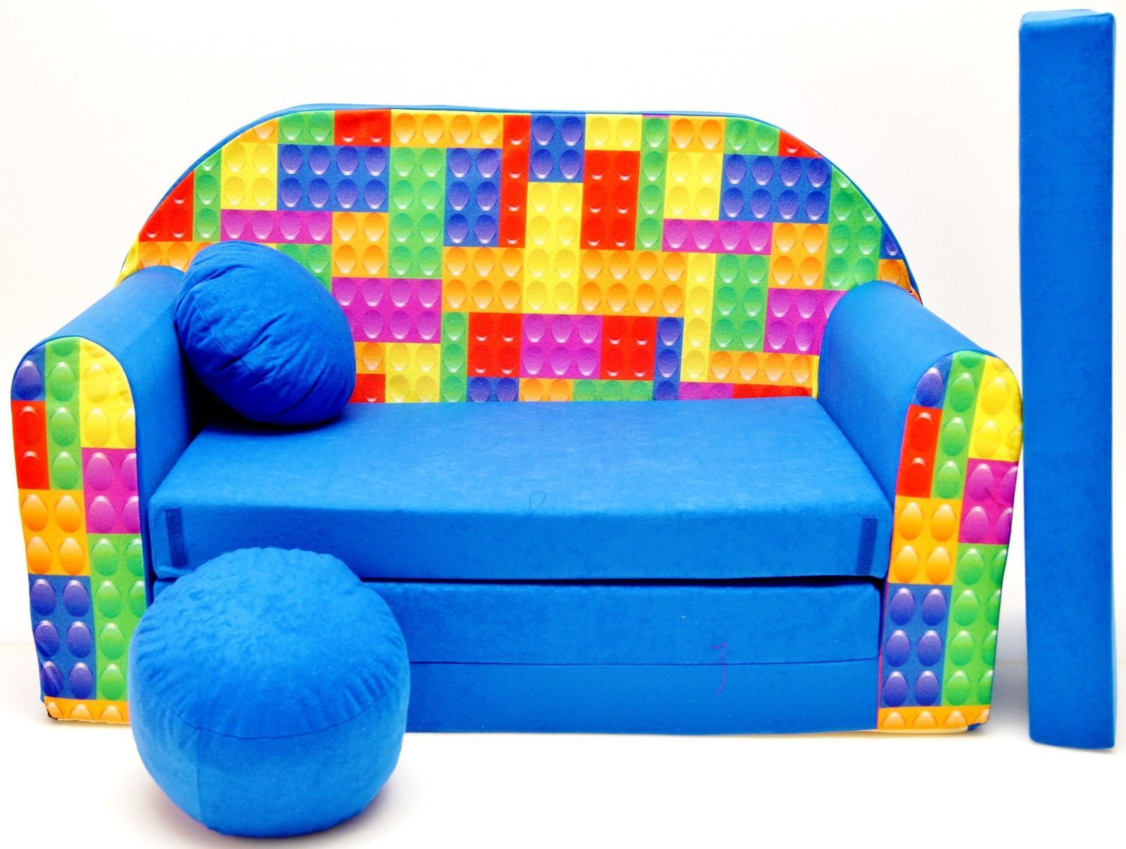 Childrens Sofa Bed Type W, Fold Out Sofa Foam Bed For Children + Free  Pillow And Pouffe – Wc32 – Ppg4kids.co.uk – Strollers And More! With Regard To Children's Sofa Beds (Photo 4 of 15)