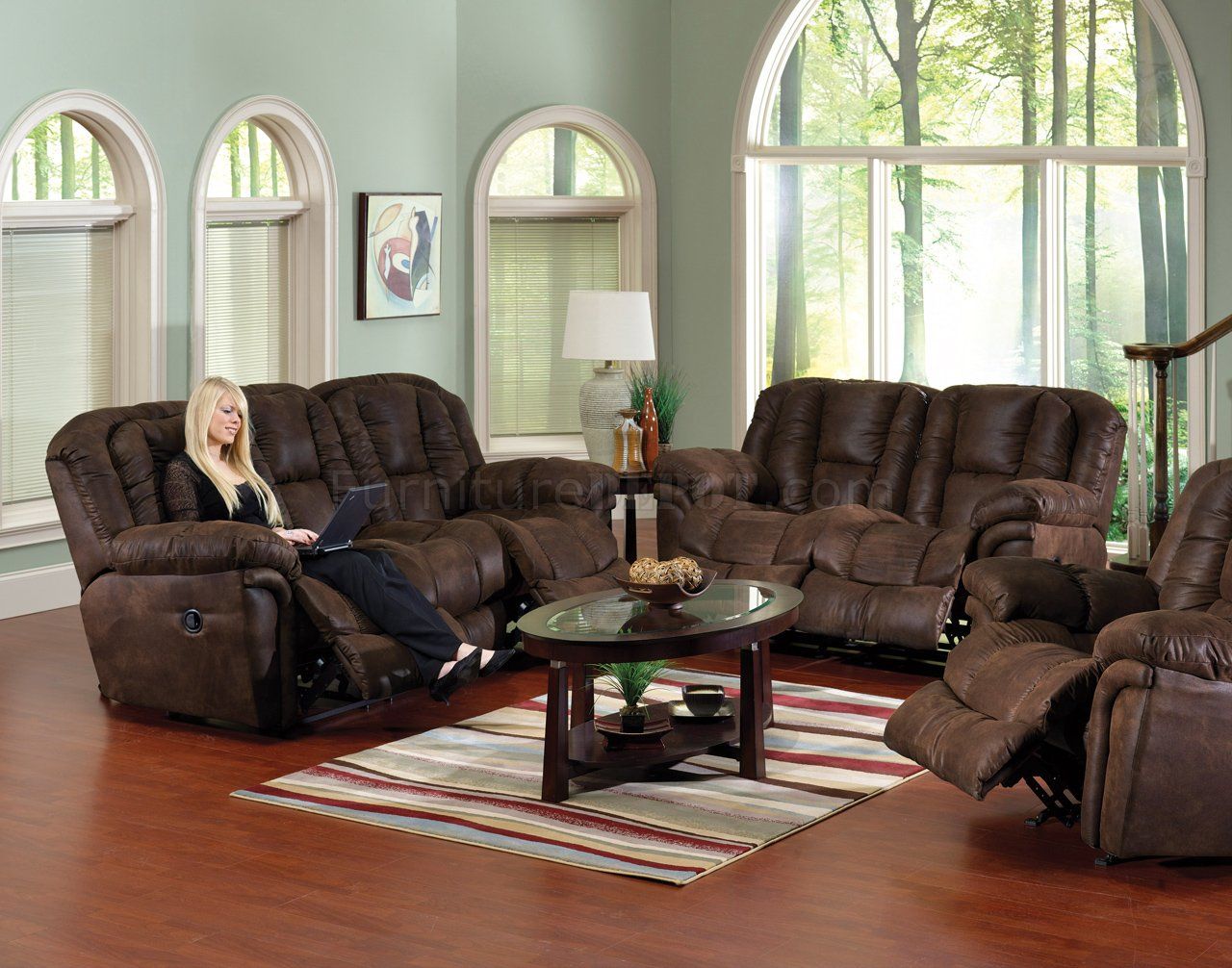 Chocolate Faux Leather Contour Reclining Sofa & Loveseat Set Throughout Faux Leather Sofas In Chocolate Brown (View 14 of 15)