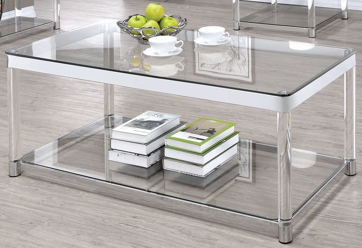 Chrome And Clear Acrylic Rectangular Coffee Table, 720748, Coaster Within Clear Rectangle Center Coffee Tables (Photo 13 of 15)