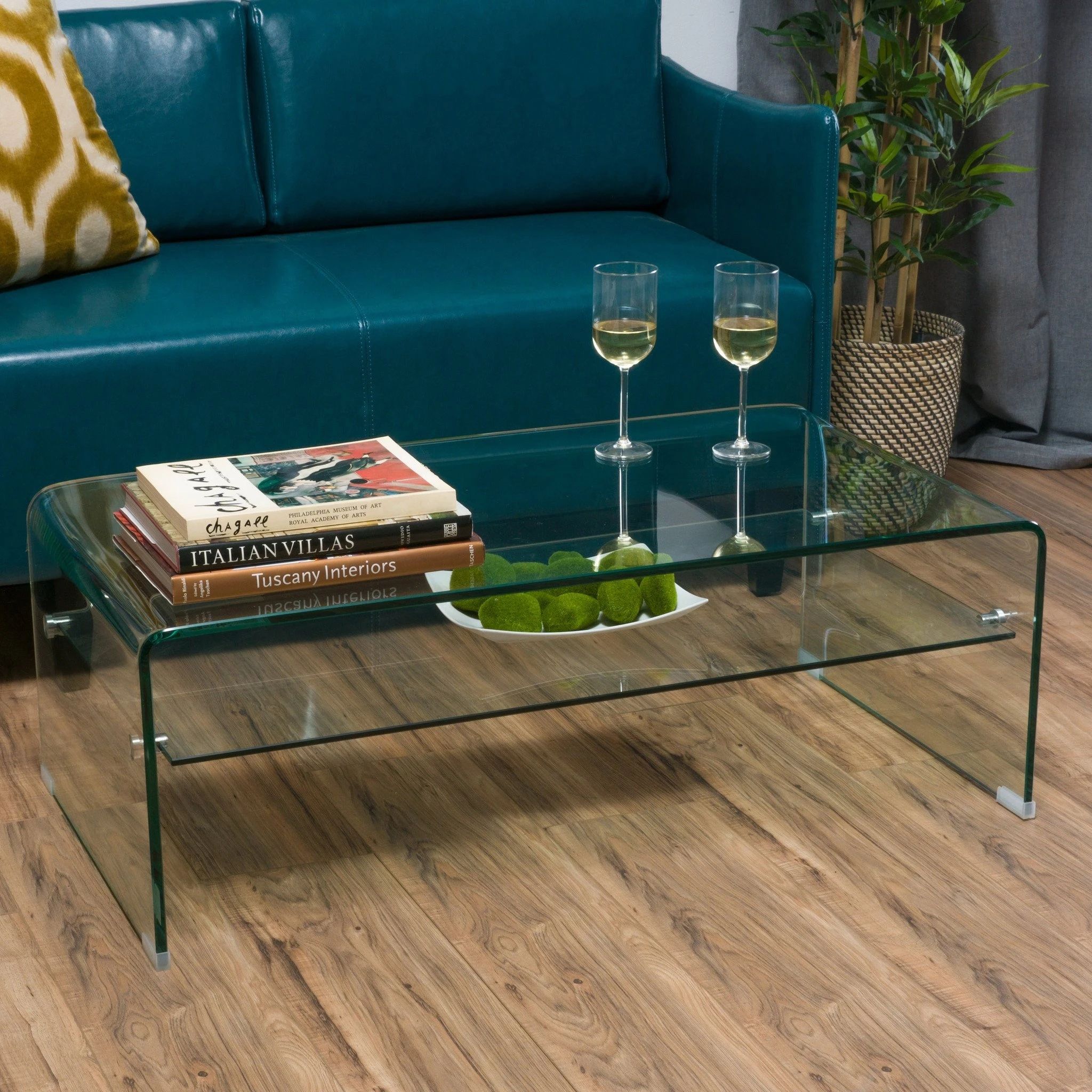 Classon Glass Rectangle Coffee Table W/ Shelf In Coffee Tables From In Glass Coffee Tables With Lower Shelves (Photo 13 of 15)