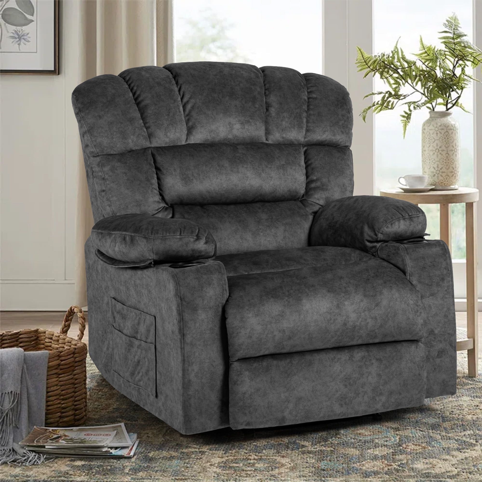 Colerline 40.9" Wide Super Soft And Oversize Modern Design Velvet  Upholstered Manual Recliner Chair With Heating And Massage, Brown –  Walmart With Regard To Modern Velvet Upholstered Recliner Chairs (Photo 7 of 15)