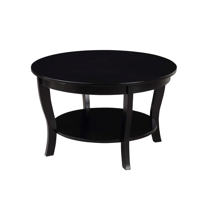 Convenience Concepts American Heritage Round Coffee Table In Black Wood Inside American Heritage Round Coffee Tables (View 3 of 15)