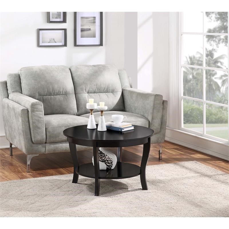 Convenience Concepts American Heritage Round Coffee Table In Black Wood With American Heritage Round Coffee Tables (Photo 4 of 15)