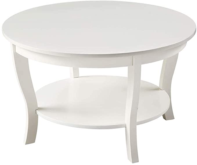 Convenience Concepts American Heritage Round Coffee Table, White With Regard To American Heritage Round Coffee Tables (Photo 6 of 15)