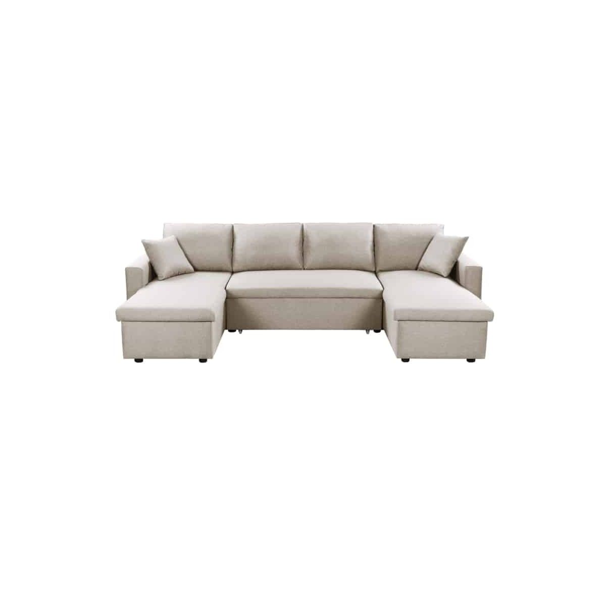 Convertible Corner Sofa 6 Places Raphy Fabric (beige) For Beige L Shaped Sectional Sofas (View 5 of 15)
