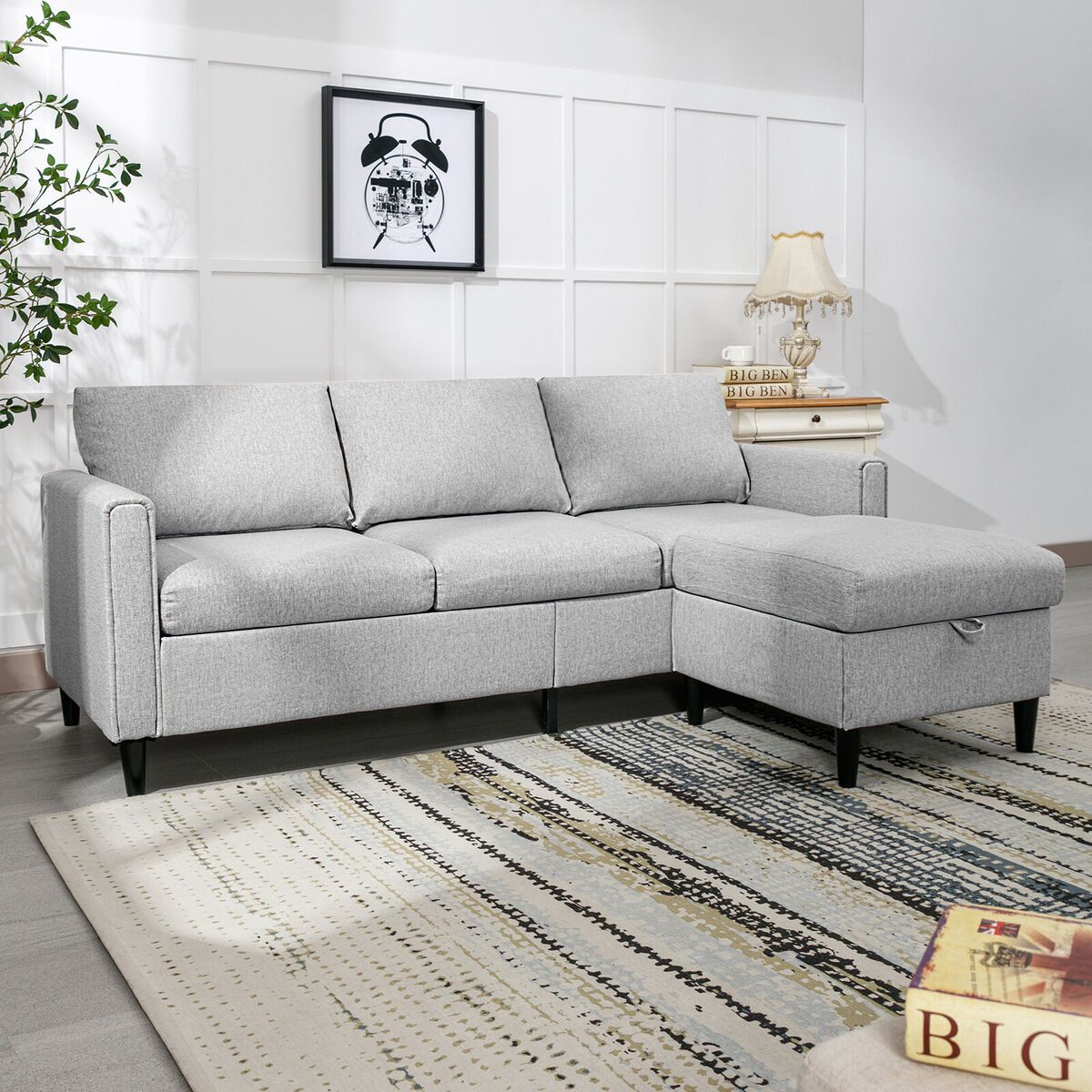 Convertible Sectional Sofa Couch, 77"l Shaped Sofa With Storage Ottoman |  Ebay In Convertible L Shaped Sectional Sofas (Photo 2 of 24)