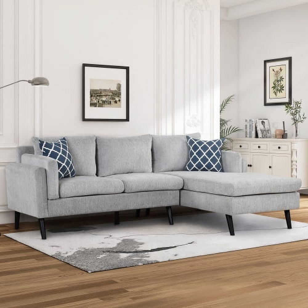 Convertible Sectional Sofa Couch, Modern Linen Fabric L Shaped, 3 Seat  Modular Sectional Sofa With 2 Pillows And Rubber Wood Legs, Chaise Lounge  For Living Room, Apartment And Small Space, Beige – Walmart With Regard To 3 Seat Convertible Sectional Sofas (View 9 of 15)