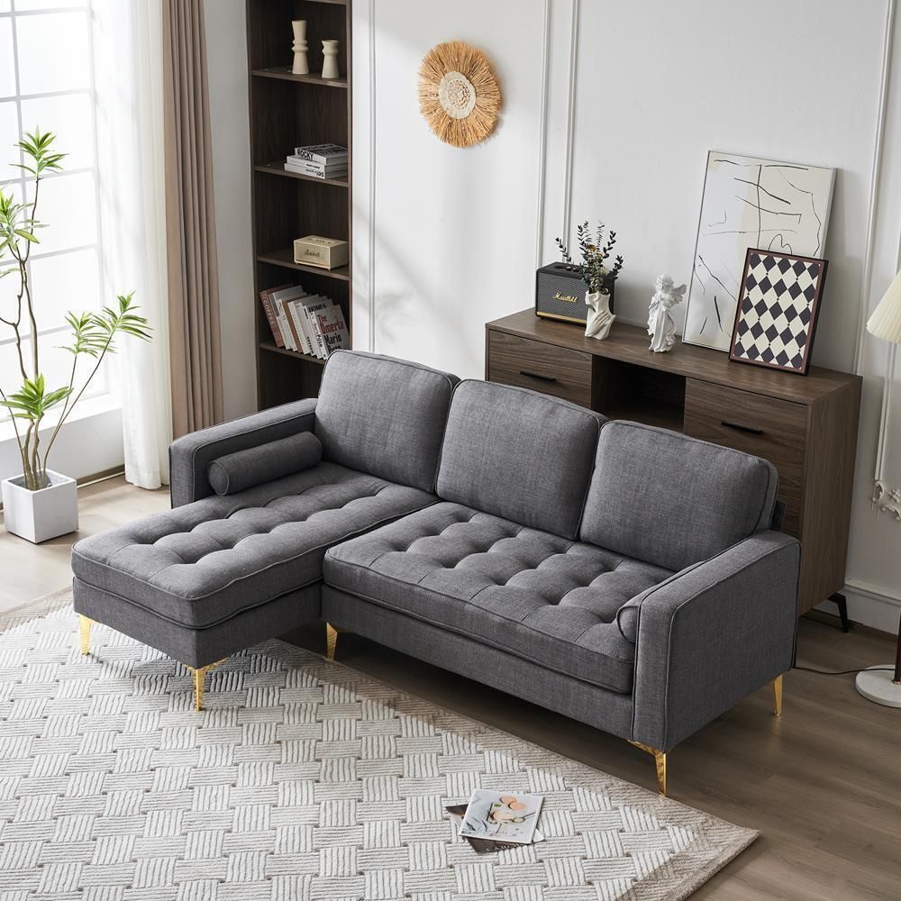 Convertible Sectional Sofa Couch Set 3 Seat L Shaped Sofa Couch With Chaise  | Ebay Intended For 3 Seat Convertible Sectional Sofas (Photo 4 of 15)