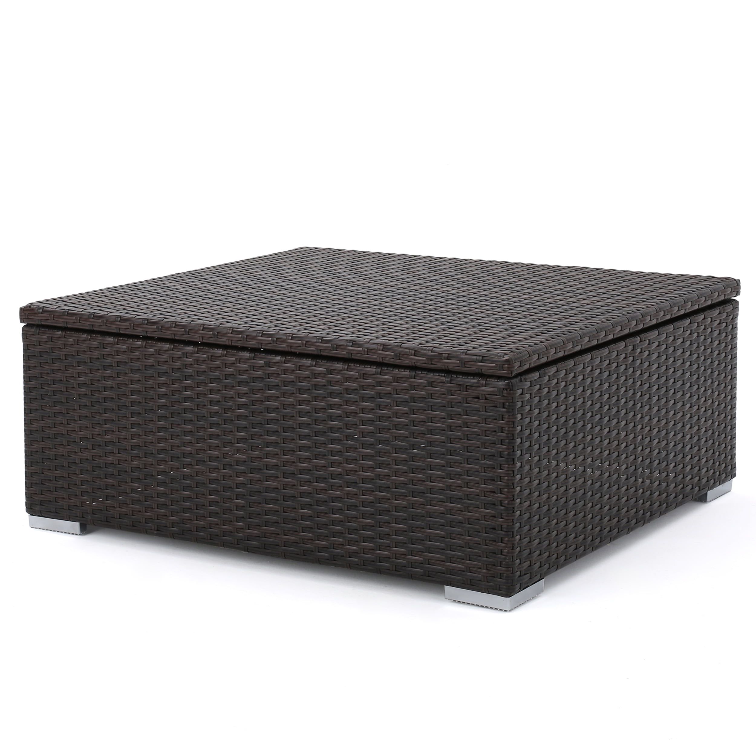 Costa Mesa Outdoor Wicker Coffee Table With Storage, Multibrown Pertaining To Outdoor Coffee Tables With Storage (View 3 of 15)