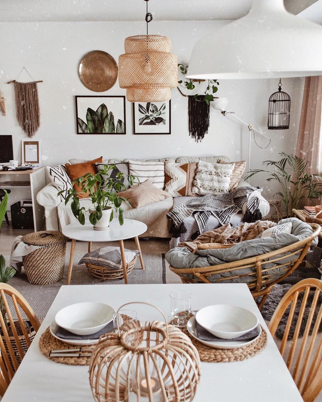 Cozy Living Room With White Interior And Bohemian Style Is Cute And Inside Cozy Castle Boho Living Room Tables (View 13 of 15)