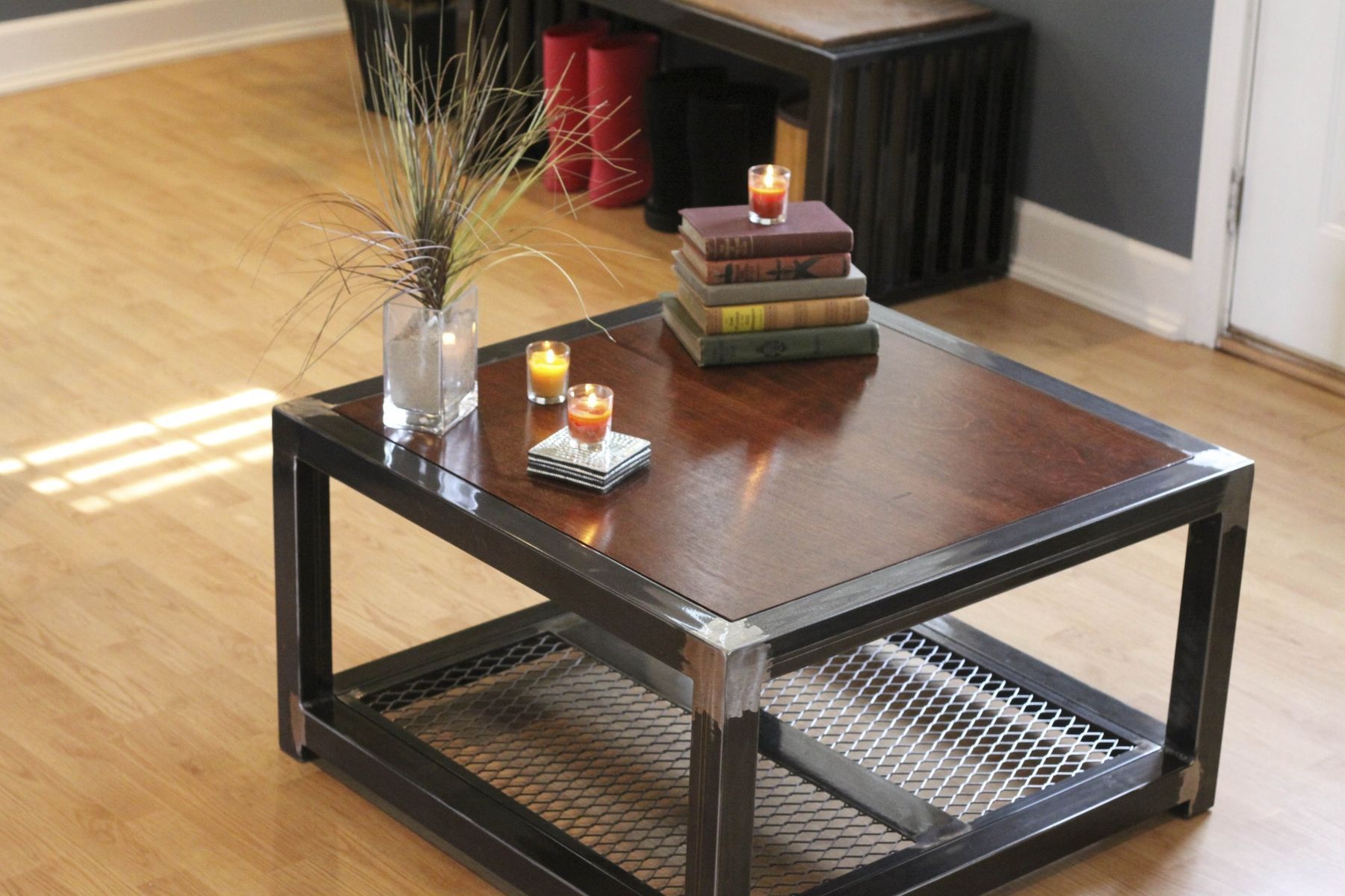 Custom Made Steel And Wood Coffee Table | Coffee Table Wood, Welded Inside Coffee Tables With Metal Legs (Photo 14 of 15)