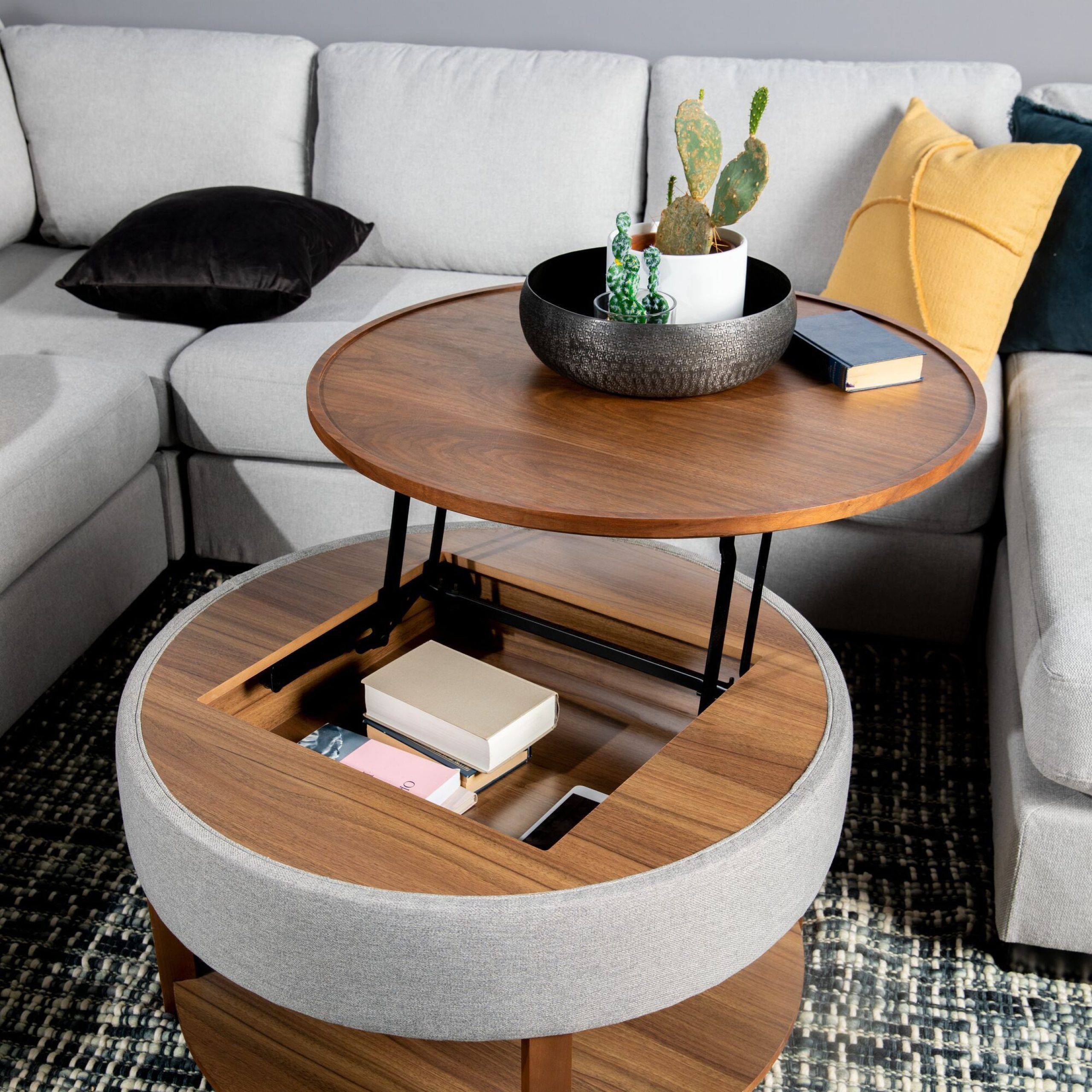 Damian Walnut Wood Veneer Lift Top Coffee Table With Storage In 2021 Regarding Modern Wooden Lift Top Tables (View 11 of 15)