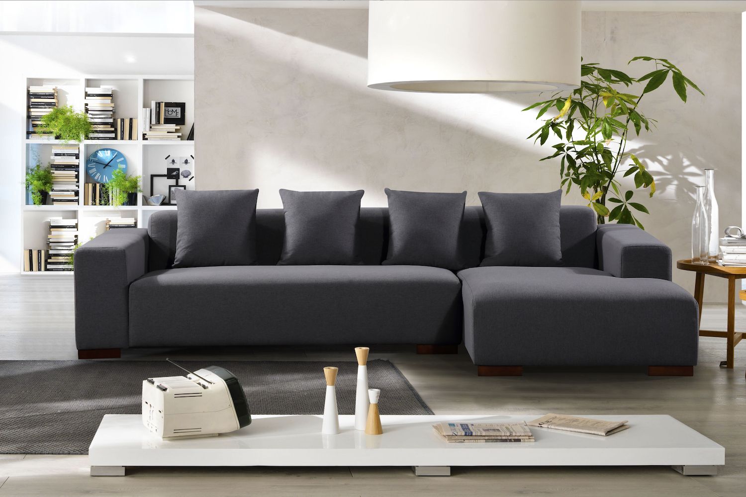 Deep Seating Sectional Sofa – Dark Grey Fabric Pertaining To Dark Gray Sectional Sofas (View 15 of 15)