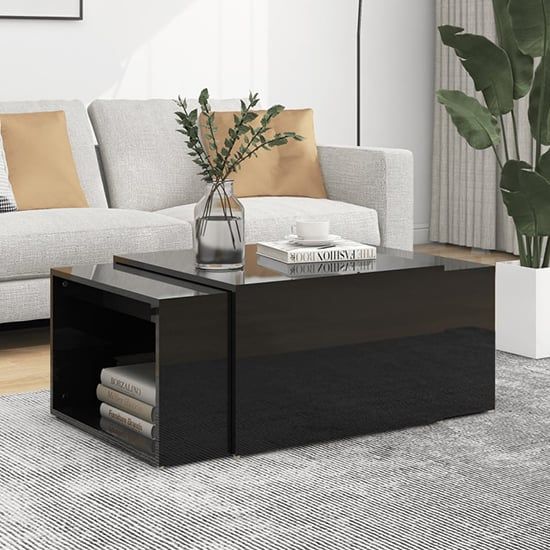 Derion High Gloss Set Of 3 High Gloss Coffee Tables In Black With Regard To High Gloss Black Coffee Tables (View 14 of 15)