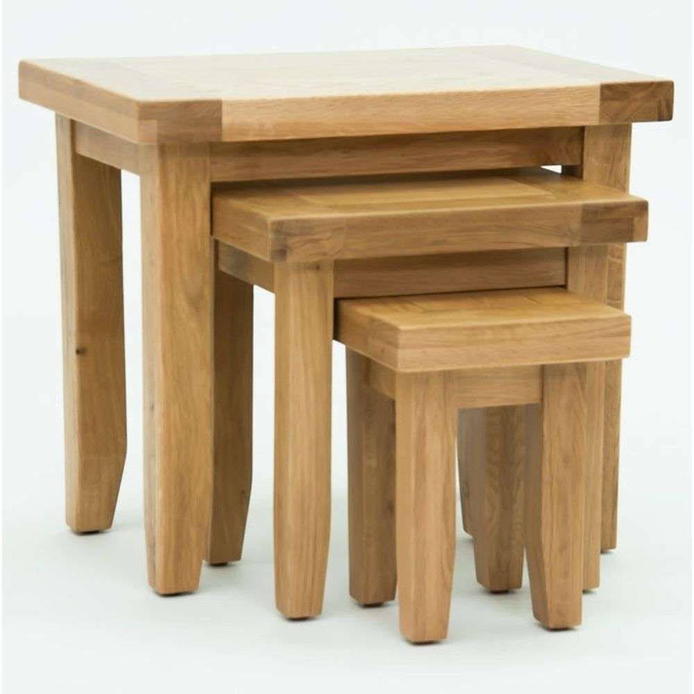 Devon Solid Oak Nest Of Three Coffee Tables – On Sale Pertaining To Coffee Tables Of 3 Nesting Tables (View 12 of 15)