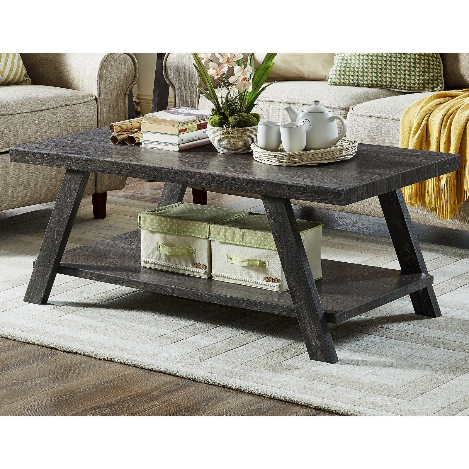 Dimensions: 48w X 24d X 19h In.. Wood And Hardwood Veneer Construction Pertaining To Pemberly Row Replicated Wood Coffee Tables (Photo 5 of 15)
