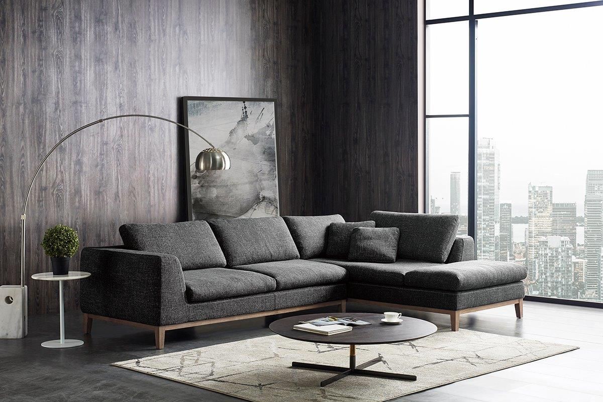Divani Casa Hickman Modern Dark Grey Fabric Right Facing Sectional Sofa Vig Furniture | 1stopbedrooms Intended For Dark Grey Polyester Sofa Couches (View 13 of 15)