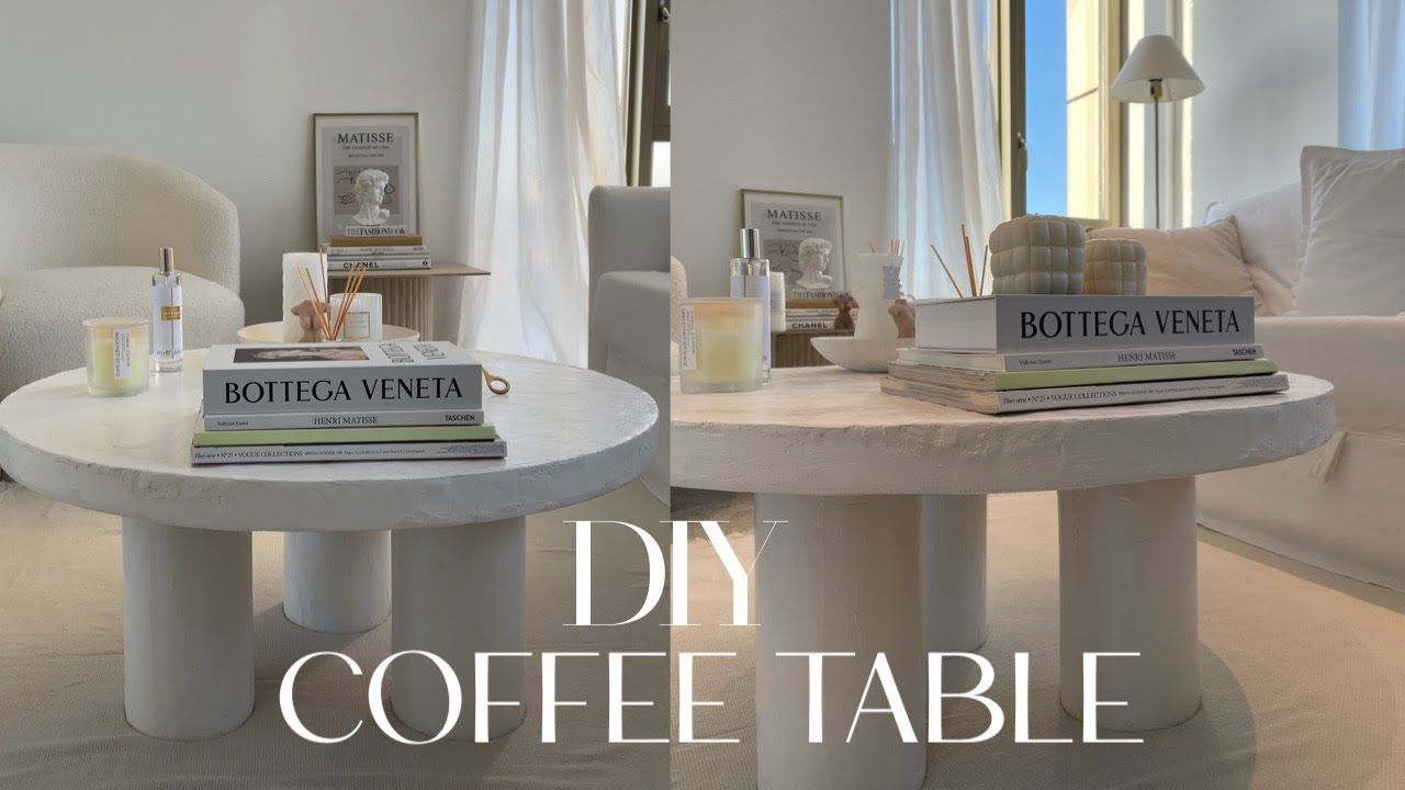 Diy: Round Plaster Coffee Table With 3 Legs | No Cutting Or Sawing Inside Liam Round Plaster Coffee Tables (View 7 of 15)