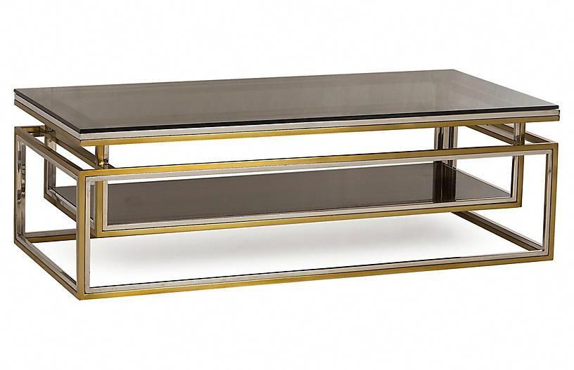 Drop Shelf Coffee Table – Brass/silver – Boyd #brasscoffeetable | Sleek Inside Metal 1 Shelf Coffee Tables (View 13 of 15)