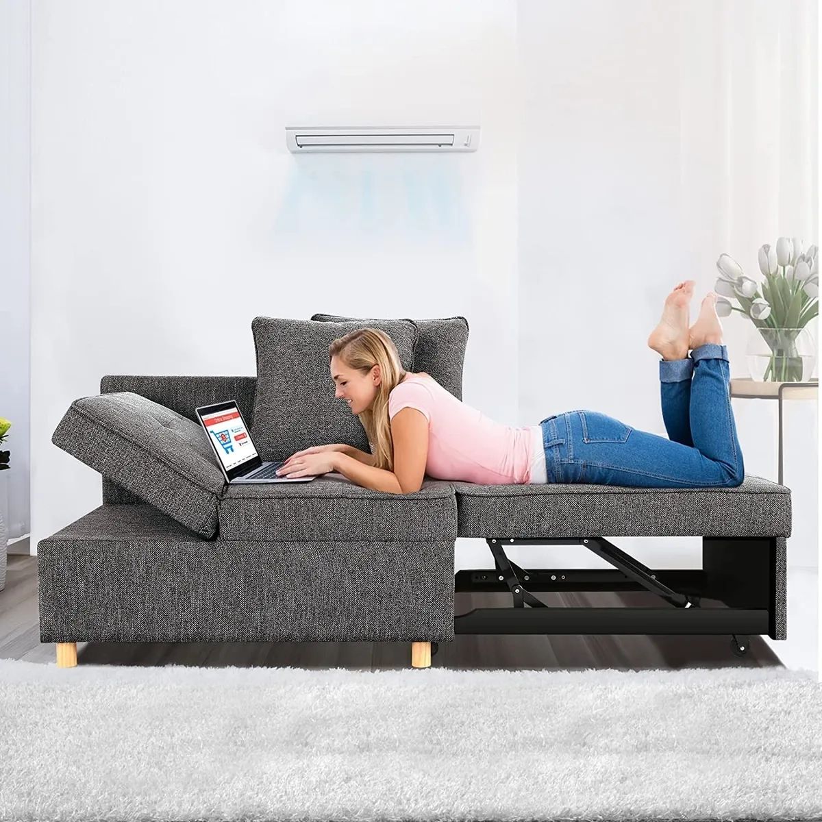 ⭐folding Ottoman Sofa Bed Convertible Chair 4 In 1 Multi Function Sleeper  Sofa~⭐ | Ebay For 4 In 1 Convertible Sleeper Chair Beds (View 9 of 15)