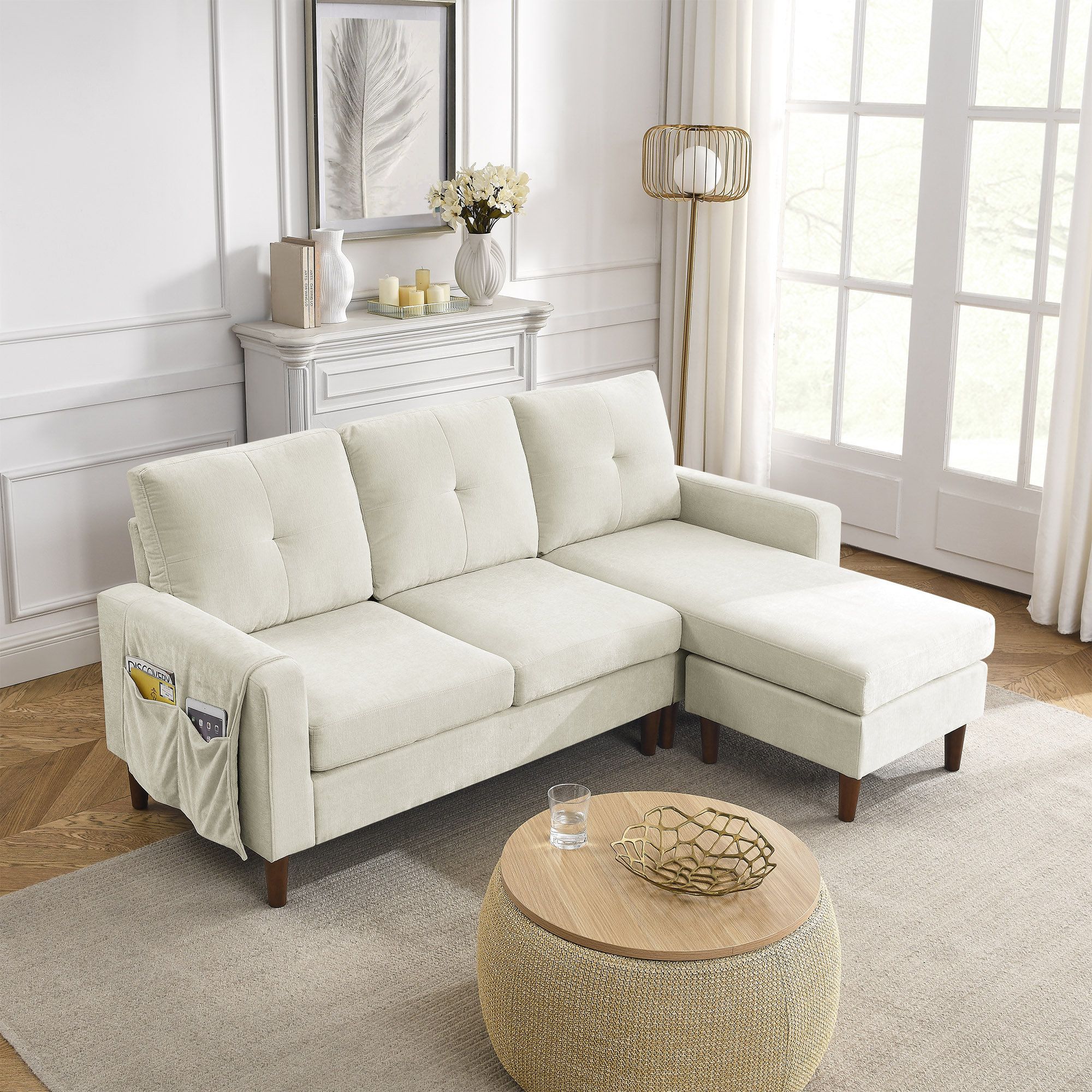 Ebern Designs Omamerhi Convertible Sectional Sofa Couch, 3 Seats L Shape  Sofa | Wayfair Throughout 3 Seat Convertible Sectional Sofas (Photo 5 of 15)