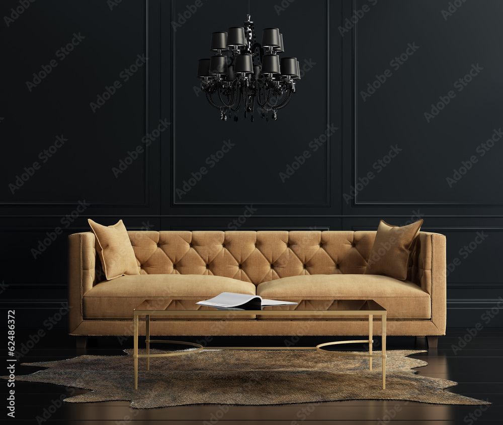 Elegant Interior, Living Room With Beige Velvet Sofa Stock Illustration |  Adobe Stock Intended For Elegant Beige Velvet Sofas (View 12 of 15)