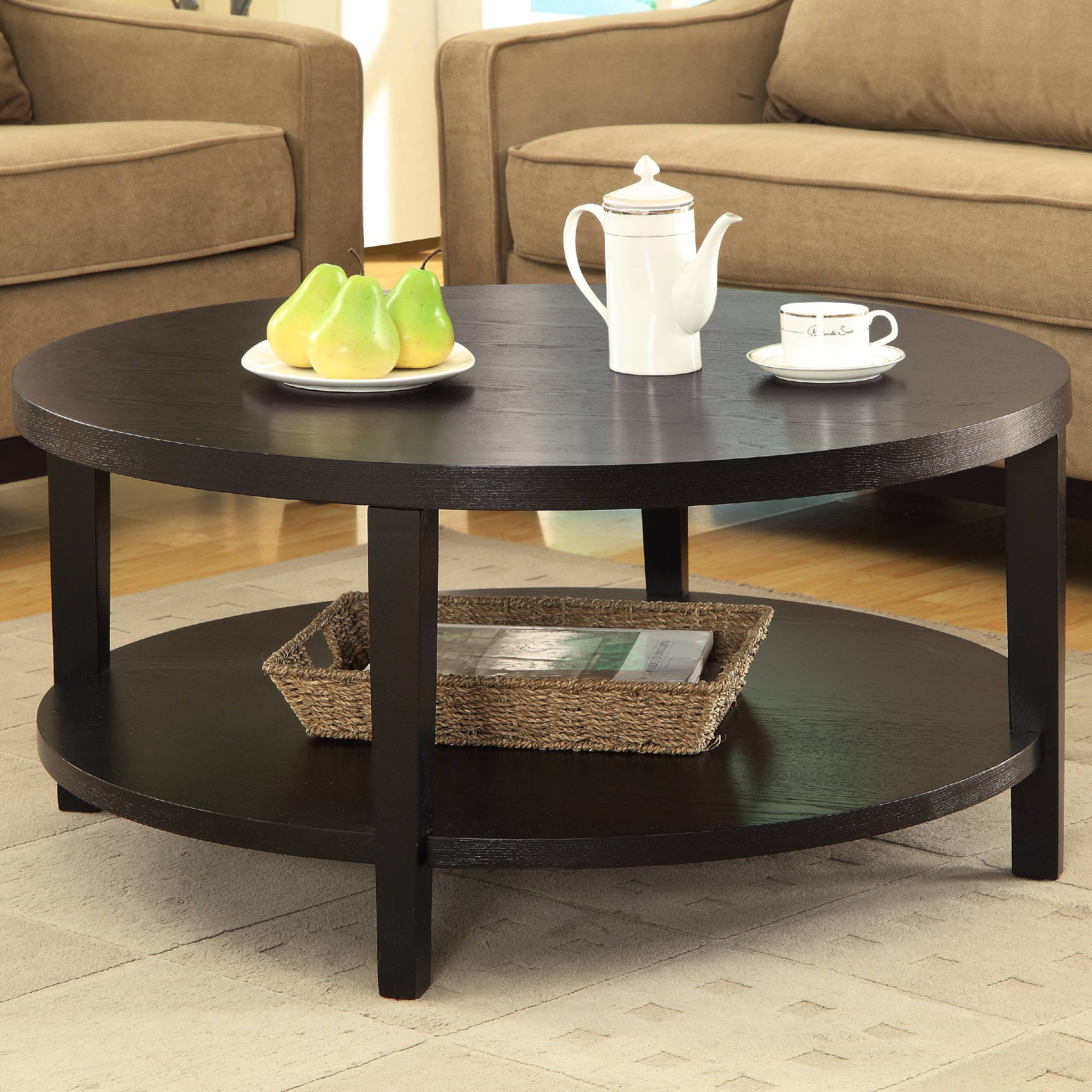 Espresso Round Coffee Table – Southern Enterprises Voyager Espresso Intended For Round Coffee Tables (Photo 15 of 15)