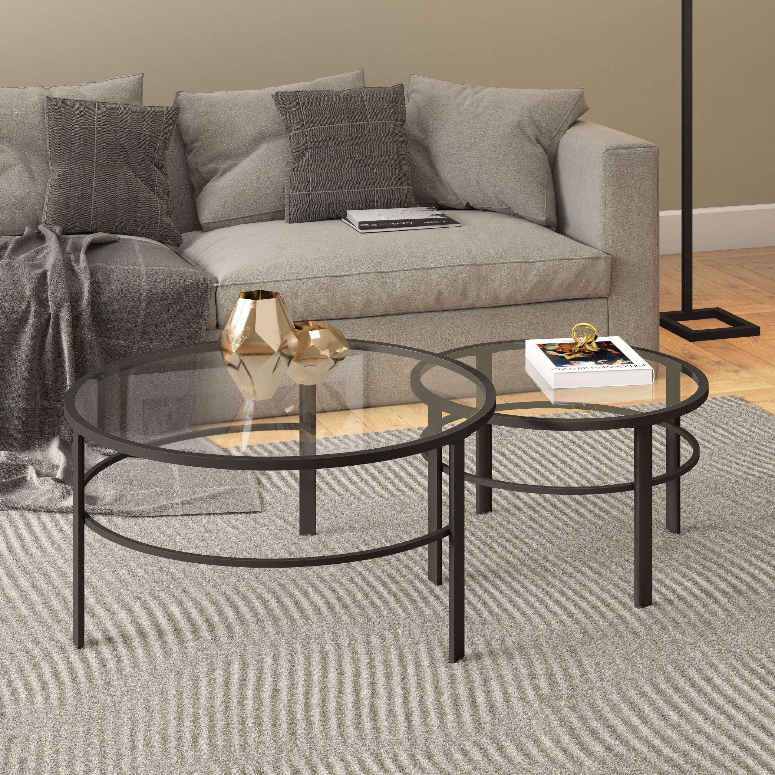 Evelyn&zoe Contemporary Nesting Coffee Table Set With Glass Top In Modern Nesting Coffee Tables (Photo 6 of 15)