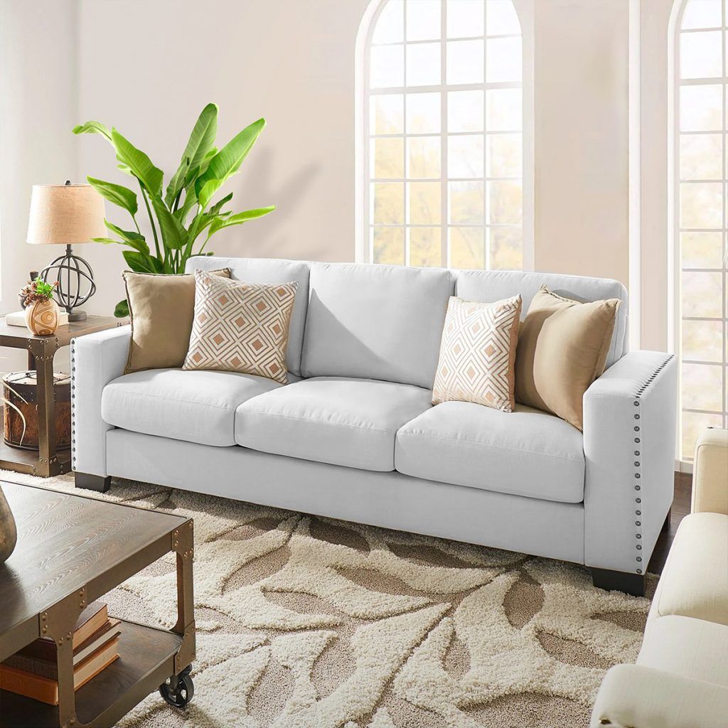 Farrent Imperial Linen 3 Seater Sofa – Light Grey – Karnak Home Inside Light Charcoal Linen Sofas (View 12 of 15)