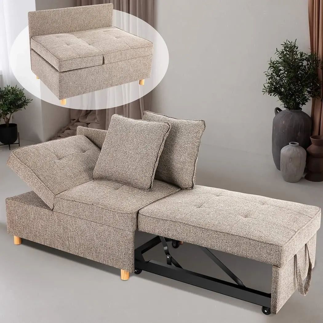 Folding Ottoman Sofa Bed, Convertible Chair 4 In 1 Multi Function Sleeper  Sofa💤 | Ebay With 4 In 1 Convertible Sleeper Chair Beds (View 15 of 15)