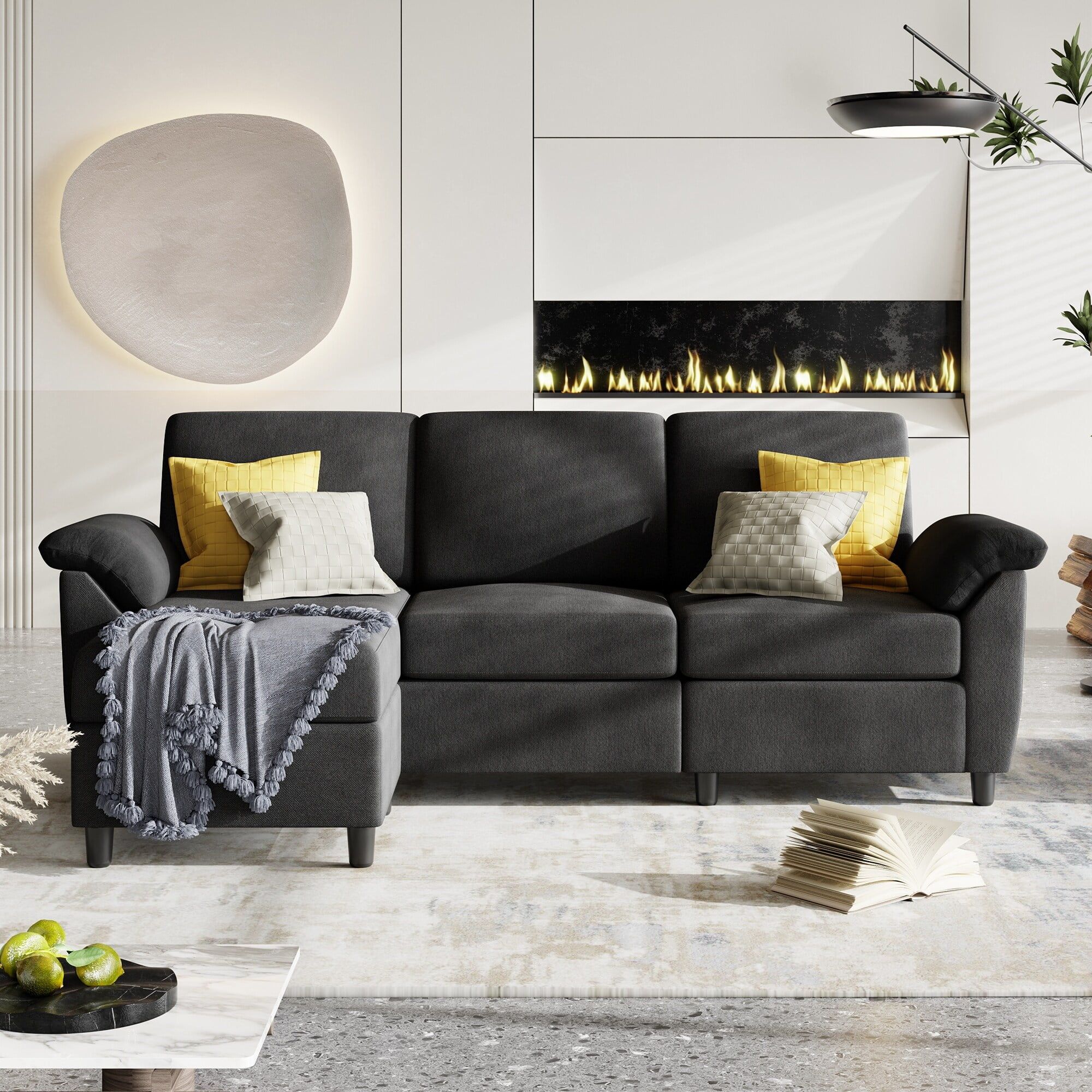 Featured Photo of 15 Best 3 Seat L Shaped Sofas in Black