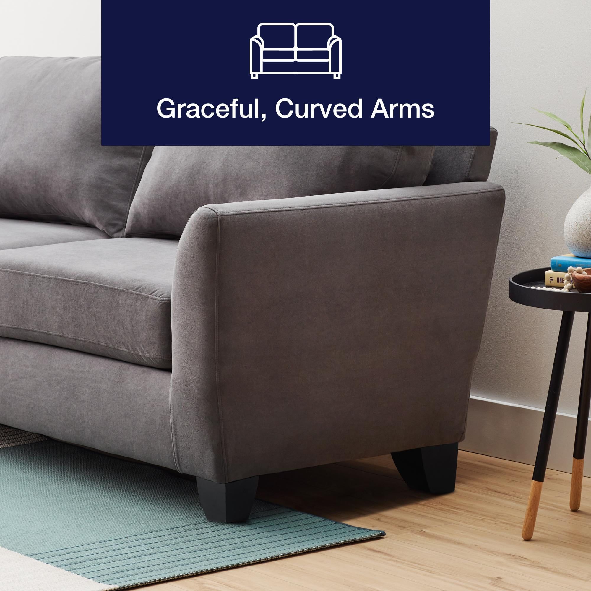 Gap Home Curved Arm Upholstered Sofa, Charcoal – Walmart Pertaining To Sofas With Curved Arms (View 12 of 15)